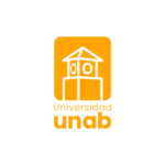 Logotipo de la Universidad UNAB con una torre estilizada en color naranja.